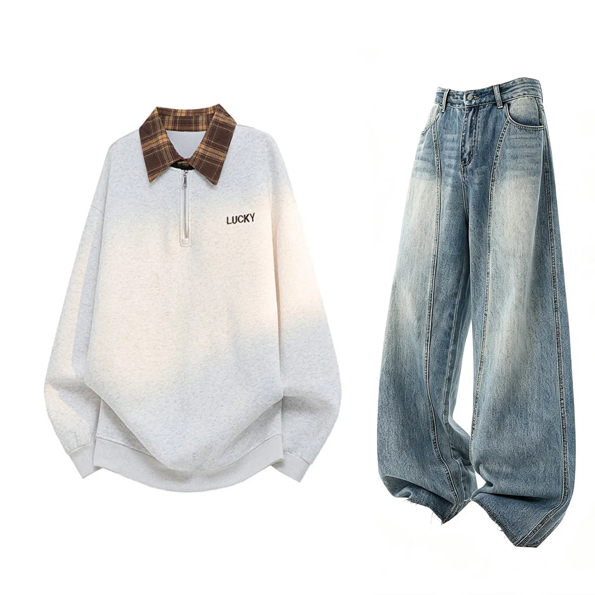 Детский спортивный комплект с отложным воротником City Boy GWAF, Dark Blue Fleece-Lined Top+Blue Pants — фото 3
