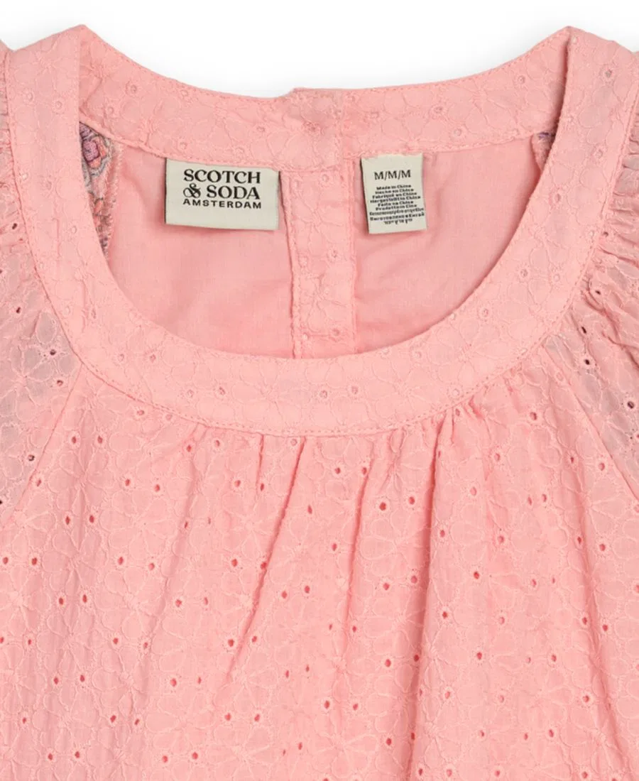 Детский комплект для девочек с рюшами Eyelet Ruffle SCOTCH & SODA, Light Pastel Pink — фото 3