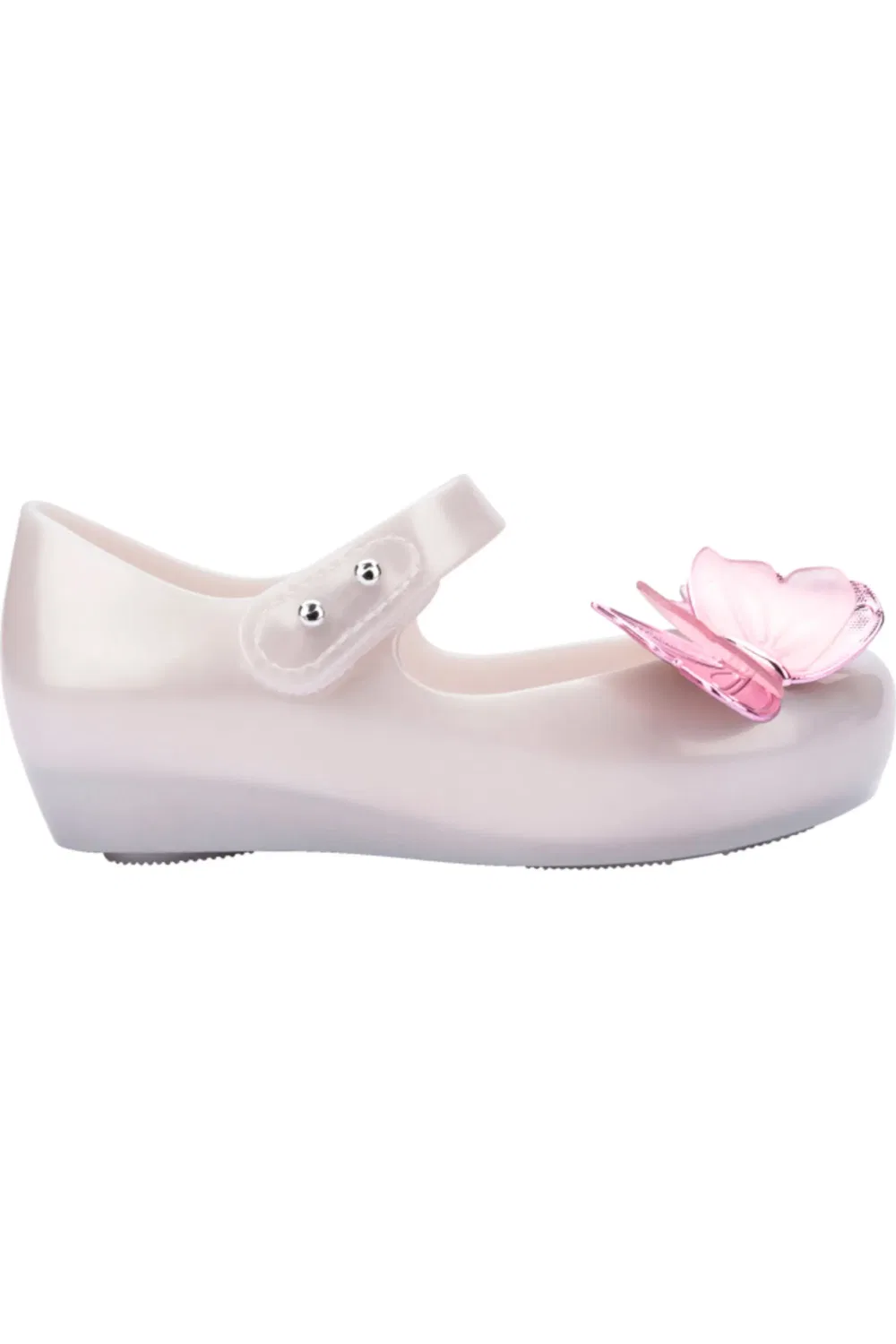 Туфли балетки детские с бабочками Ultragirl Mini Melissa, Pearly White/Pink — фото 2
