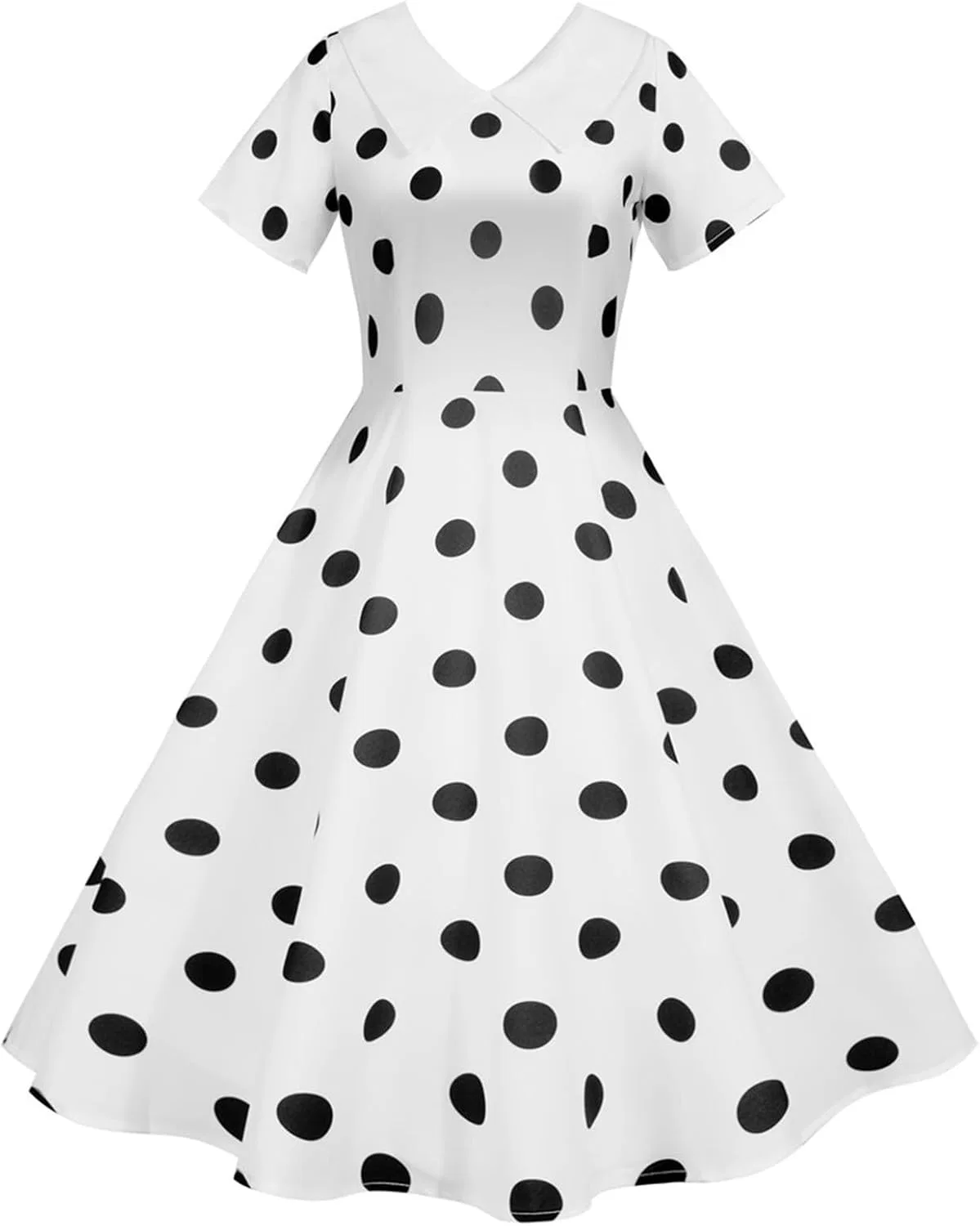 Женское платье с горошком A-силуэта 1950s, White