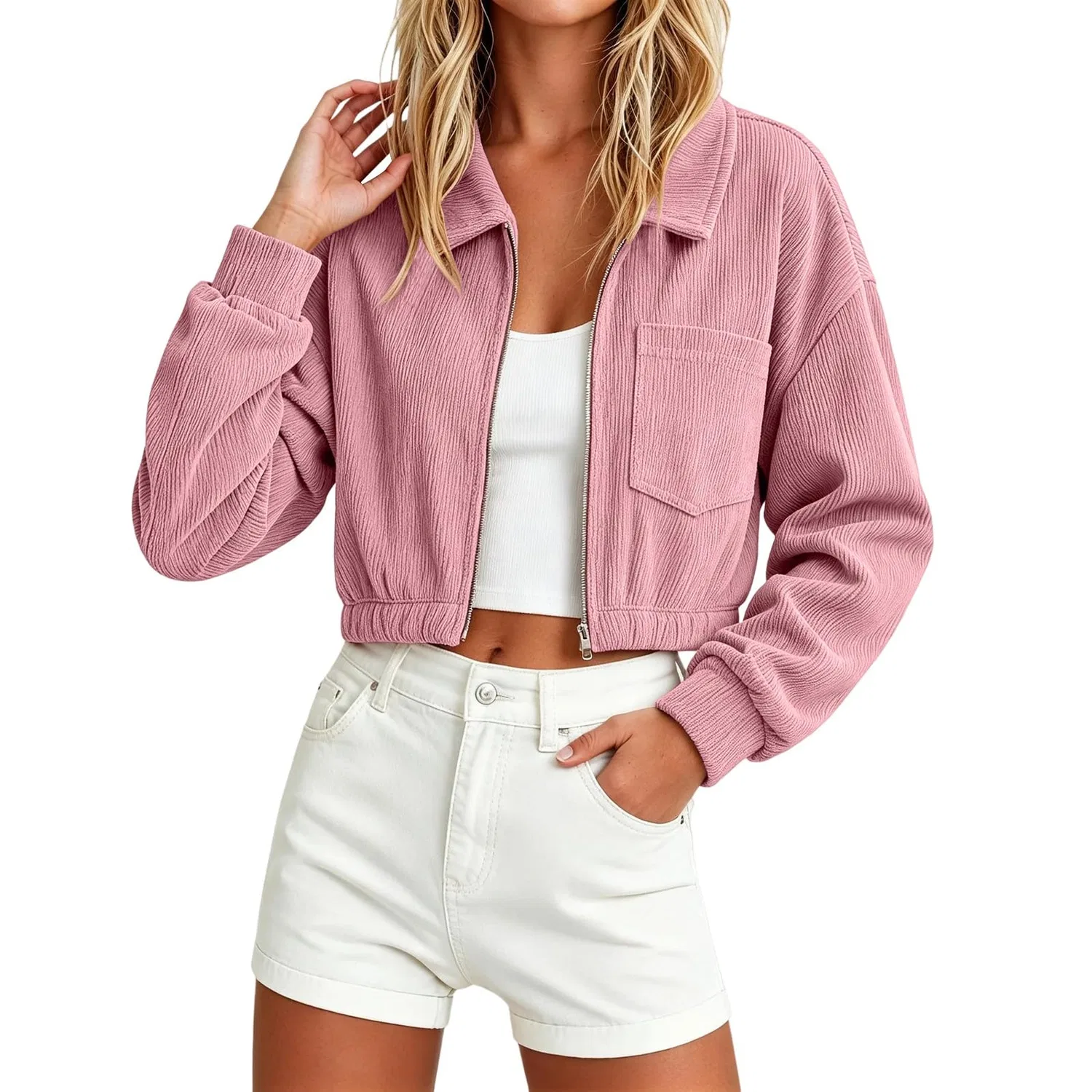Женская куртка с длинным рукавом vintage, rosa