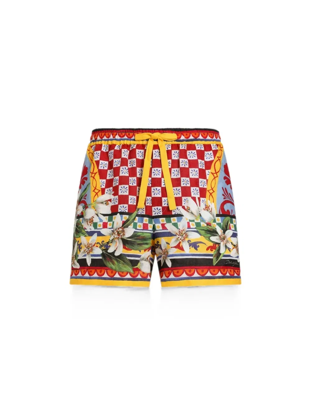 Шорты с кулиской и принтом в стиле карретто Dolce & Gabbana, красный — фото 2