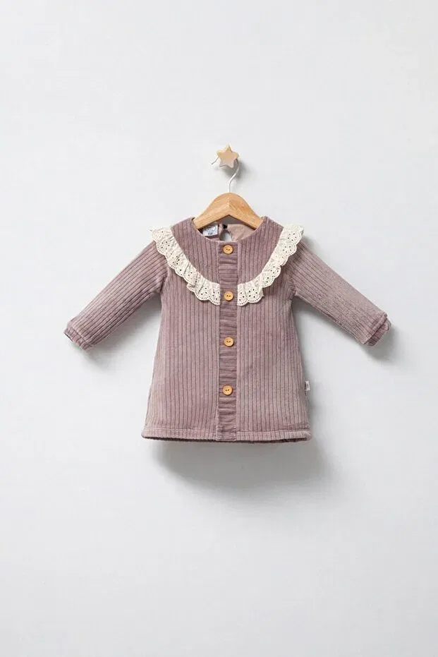 Детское платье для девочек кружевное Elegant Lace Collar Detailed Didustore, Brown
