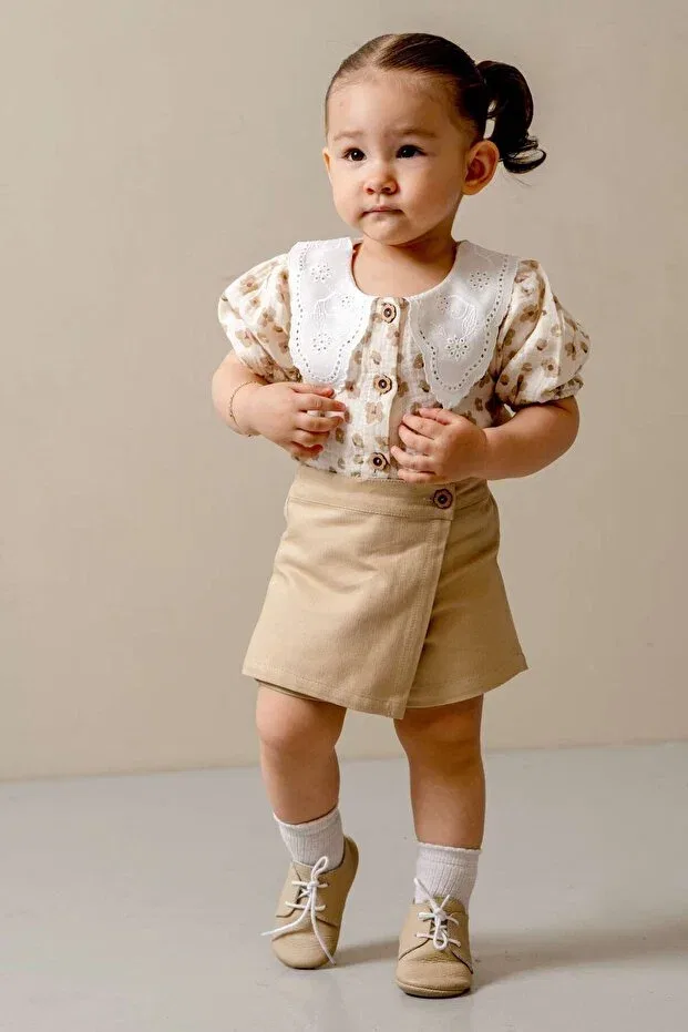 Детский комплект для девочек с коротким рукавом Young Jnf Kids, Beige — фото 2