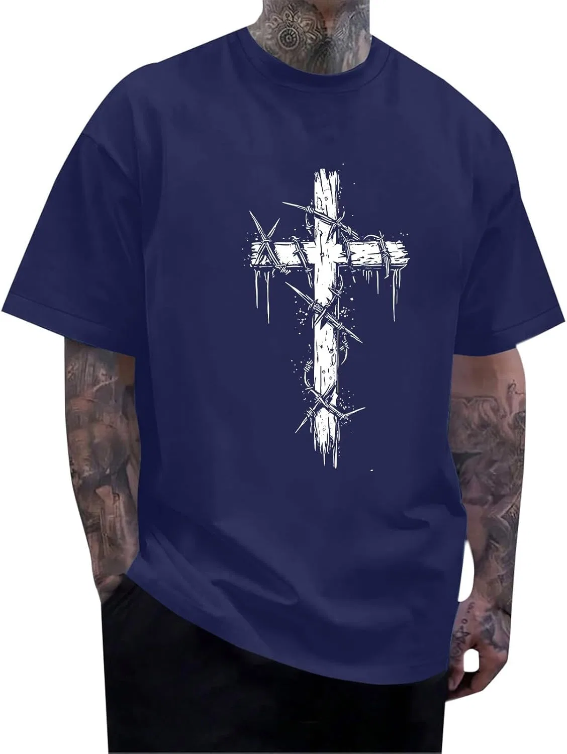 Мужская футболка с крестом Regular Fit, Dark Blue