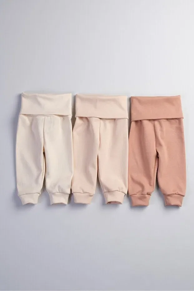Детский комплект леггинсов для девочек с высоким поясом Bondberro, Coffee / Beige / Cream