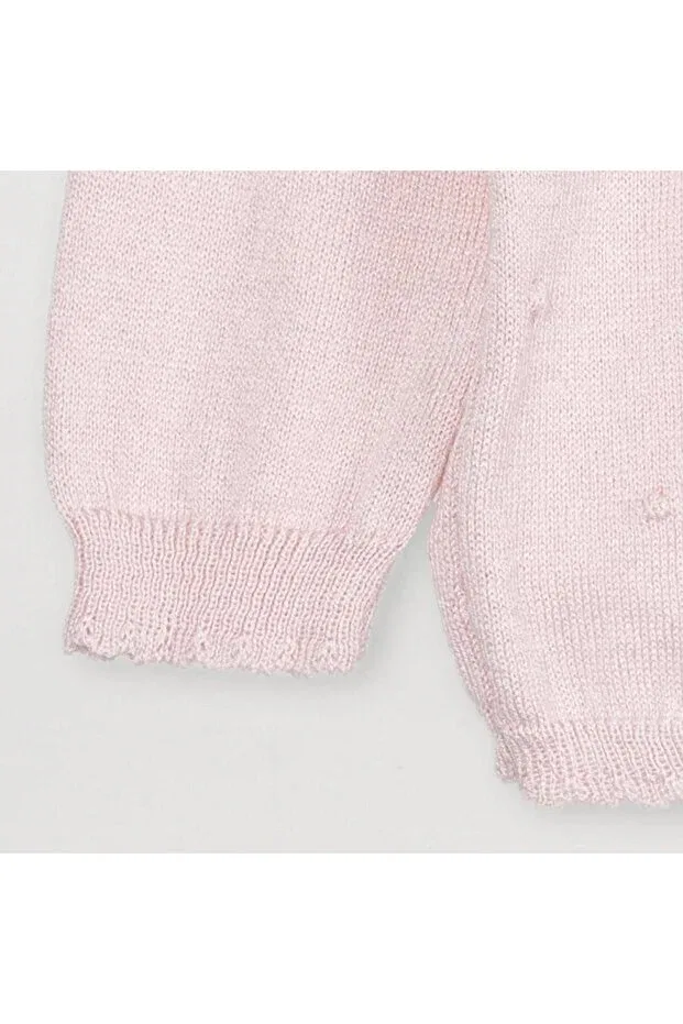 Детский кардиган для девочек хлопковый Pompom Cardigan Minora, Powder — фото 4
