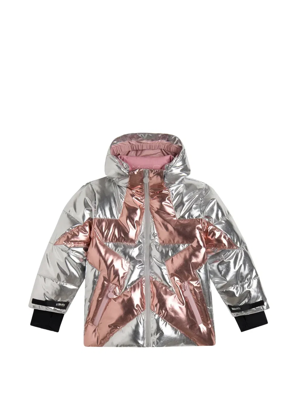 Пуховик с узором Stella McCartney Kids, серебряный