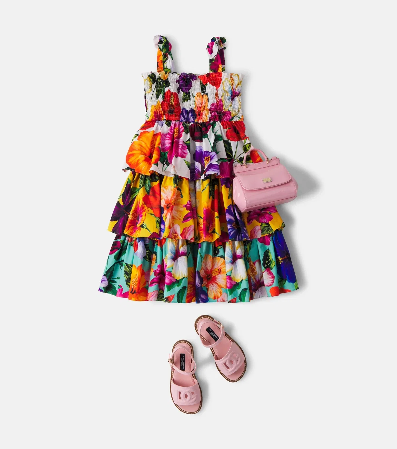Платье с цветочным принтом Dolce&Gabbana Kids, мультиколор — фото 2