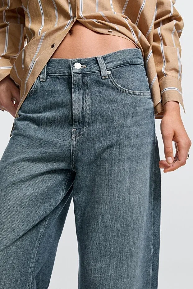 Женские джинсы с широкой штаниной Massimo Dutti, Blue — фото 3