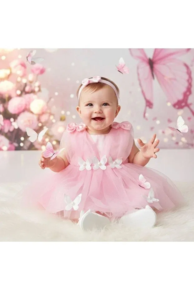 Детское платье для девочек с принтом Butterfly Tail Tulle Dress Harry&Millie, Pink