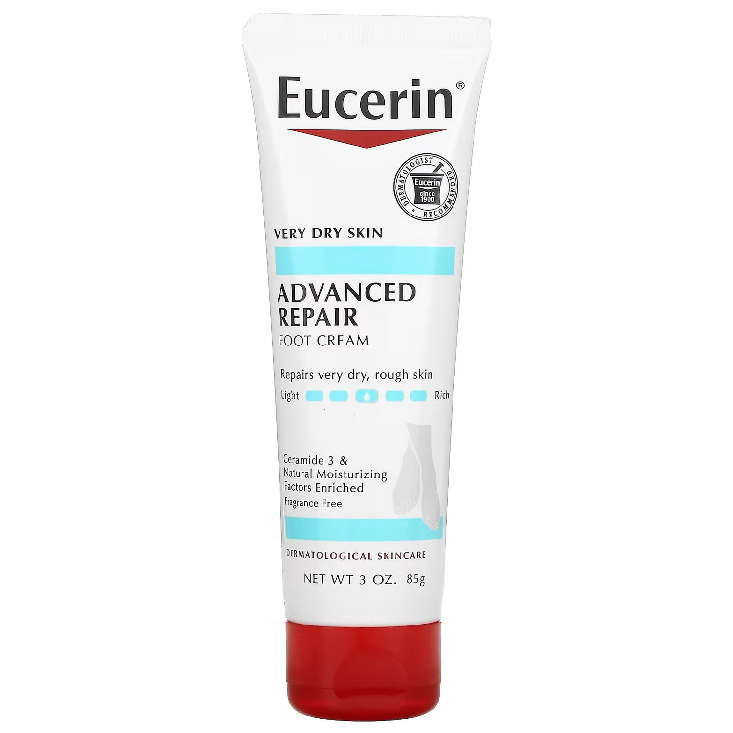 Eucerin, усовершенствованный восстанавливающий крем для ног, без запаха, 85 г (3 унции) — фото 2