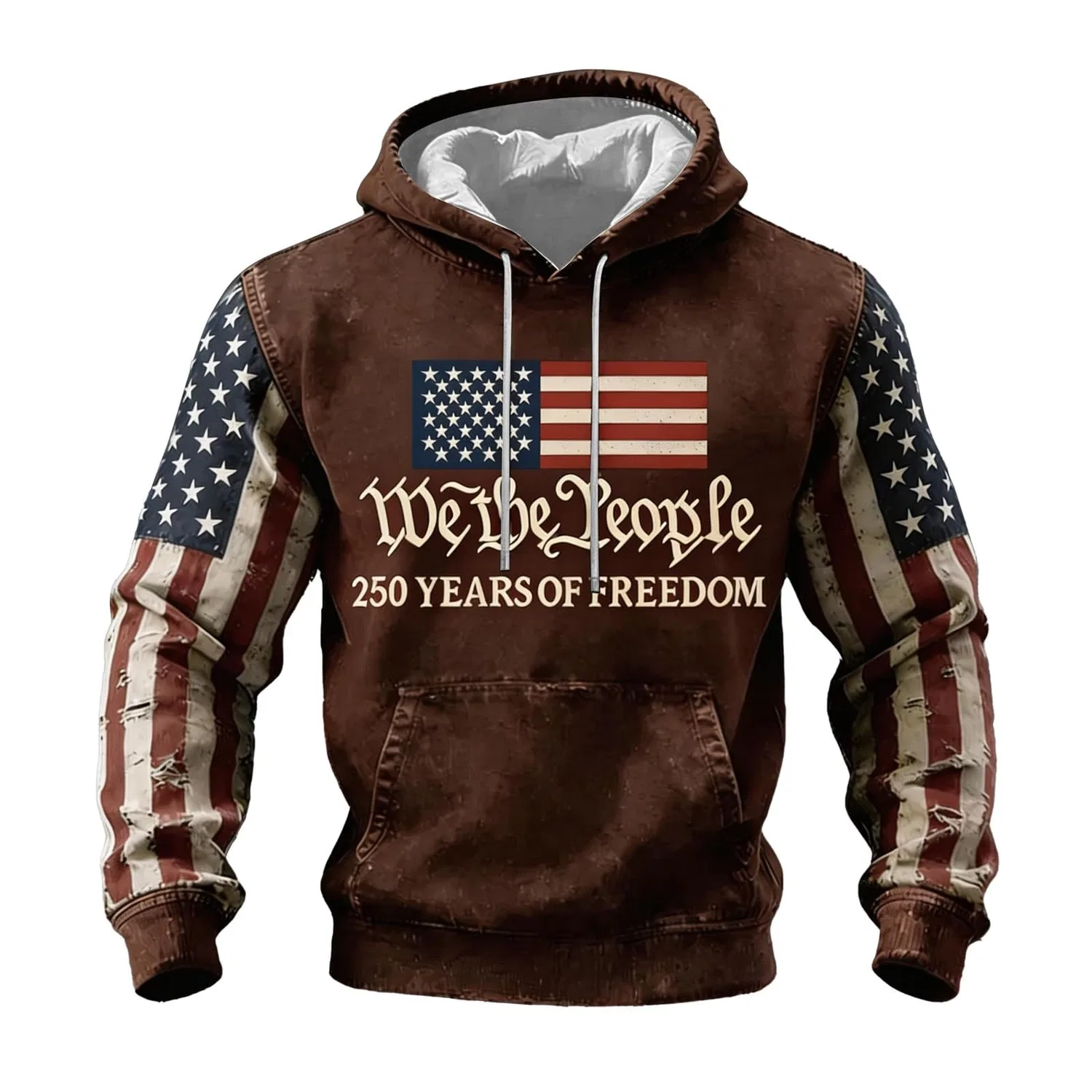 Мужской худи с длинным рукавом с принтом 250 Anniversary USA, Z15 Brown
