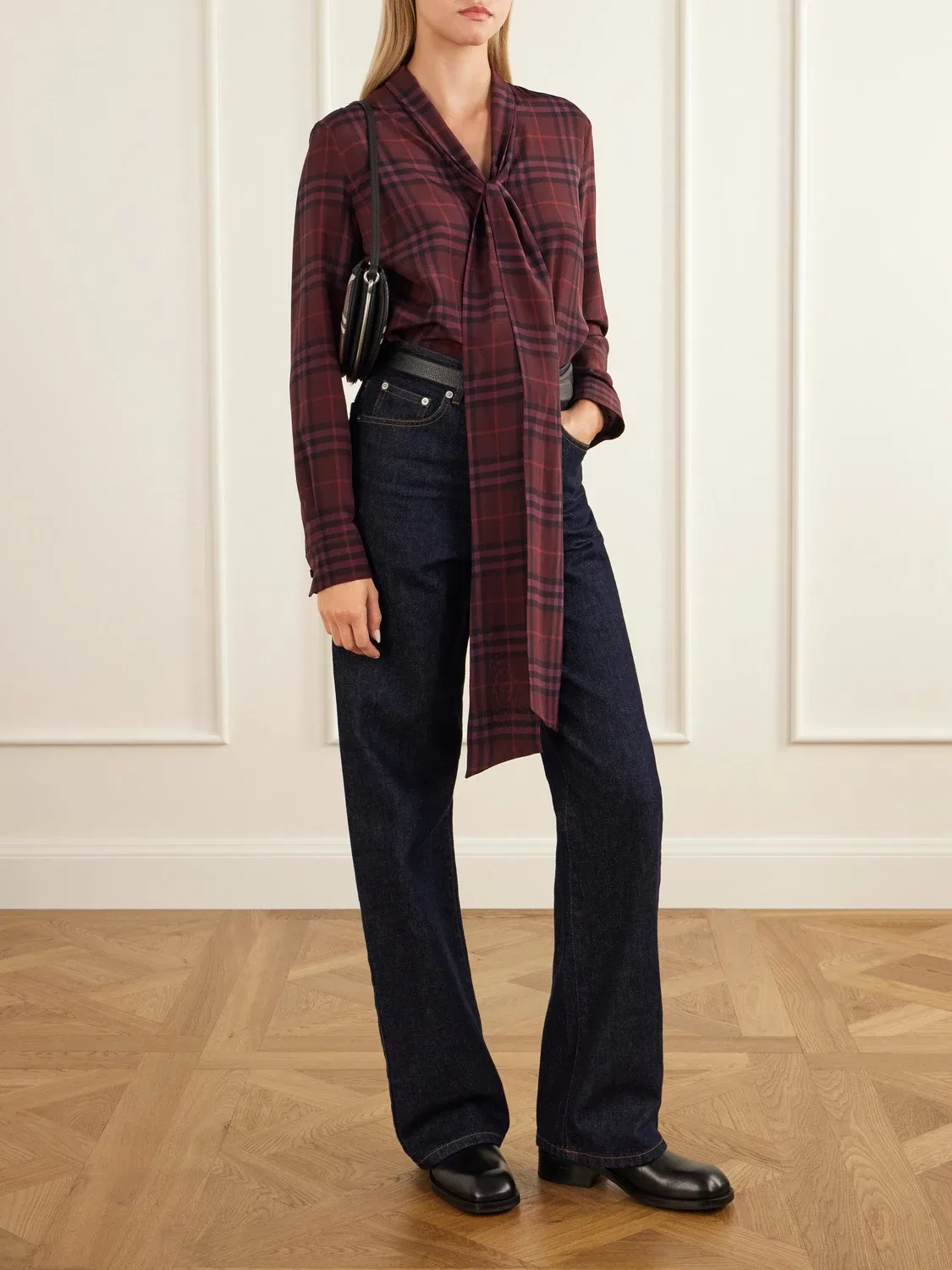 Блузка из крепа с бантом Rhiannon Burberry, бордовый — фото 2