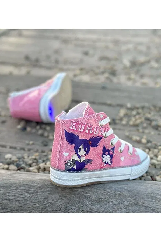 Детские кроссовки для девочек с принтом Kuromi Surpie Shoes, Pink — фото 3
