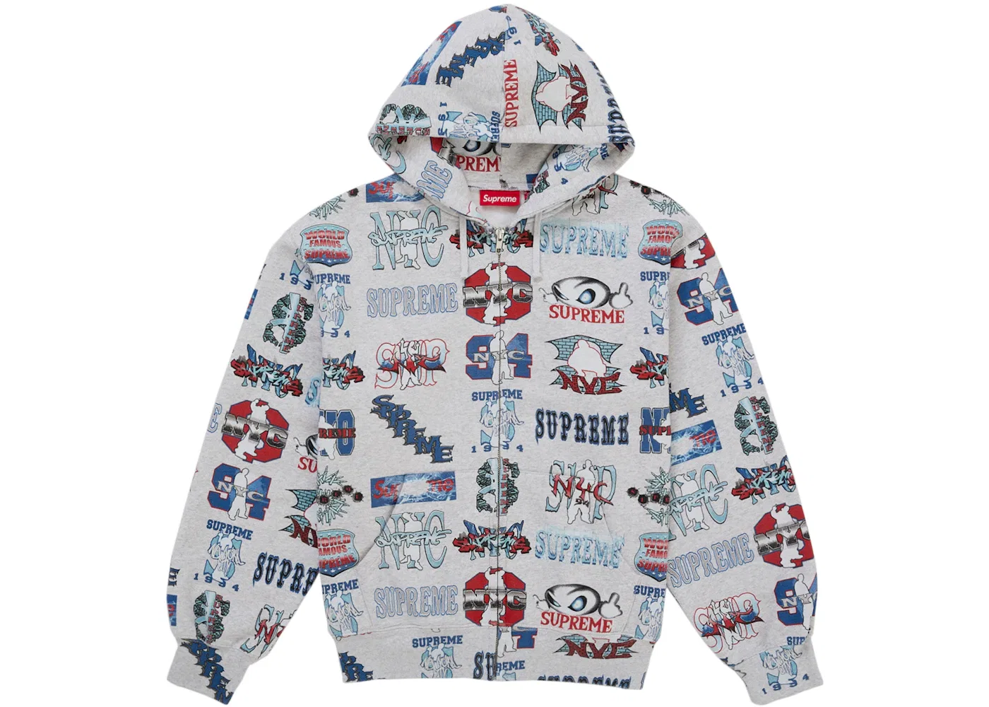 Мужская худи Supreme Flash Zip Up Hooded Sweatshirt, White