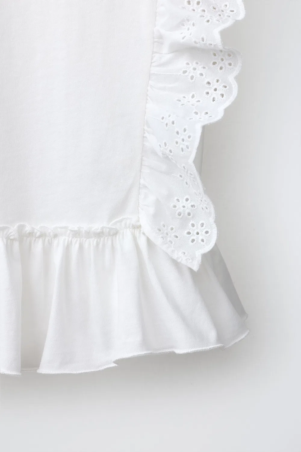 Футболка с швейцарской вышивкой ZARA, White — фото 4