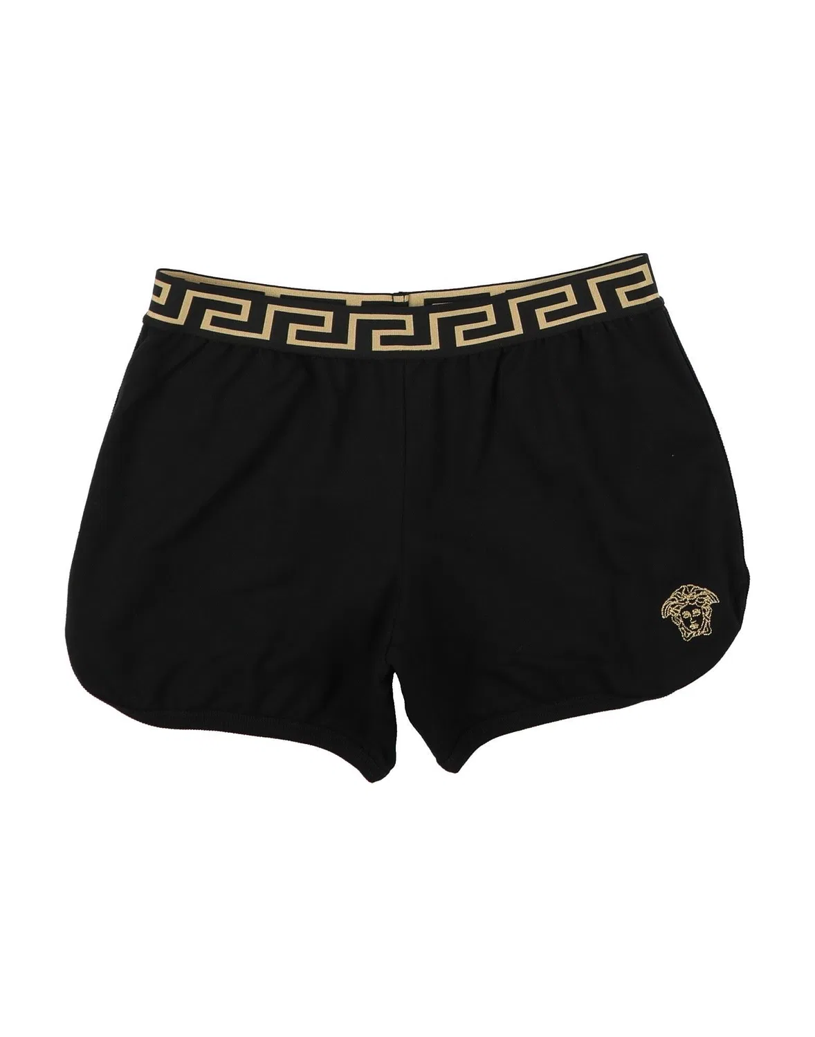 Детские шорты для девочек из футера с вышитым логотипом Versace Young, черный