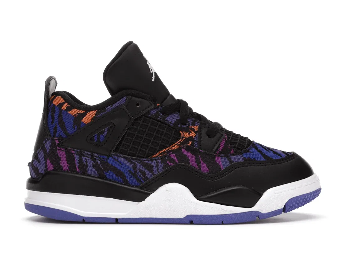 Детские кроссовки с длинным шнурком Jordan 4 Retro Jordan, Black/White-Rush Violet