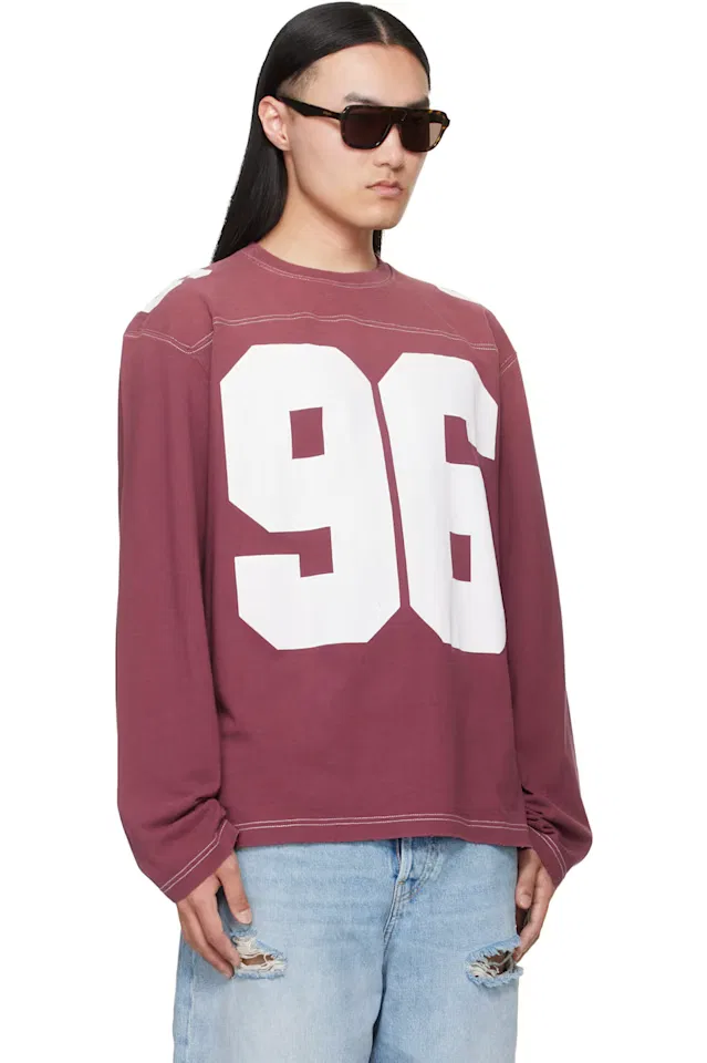 Футболка с логипом бордового цвета Acne Studios — фото 2