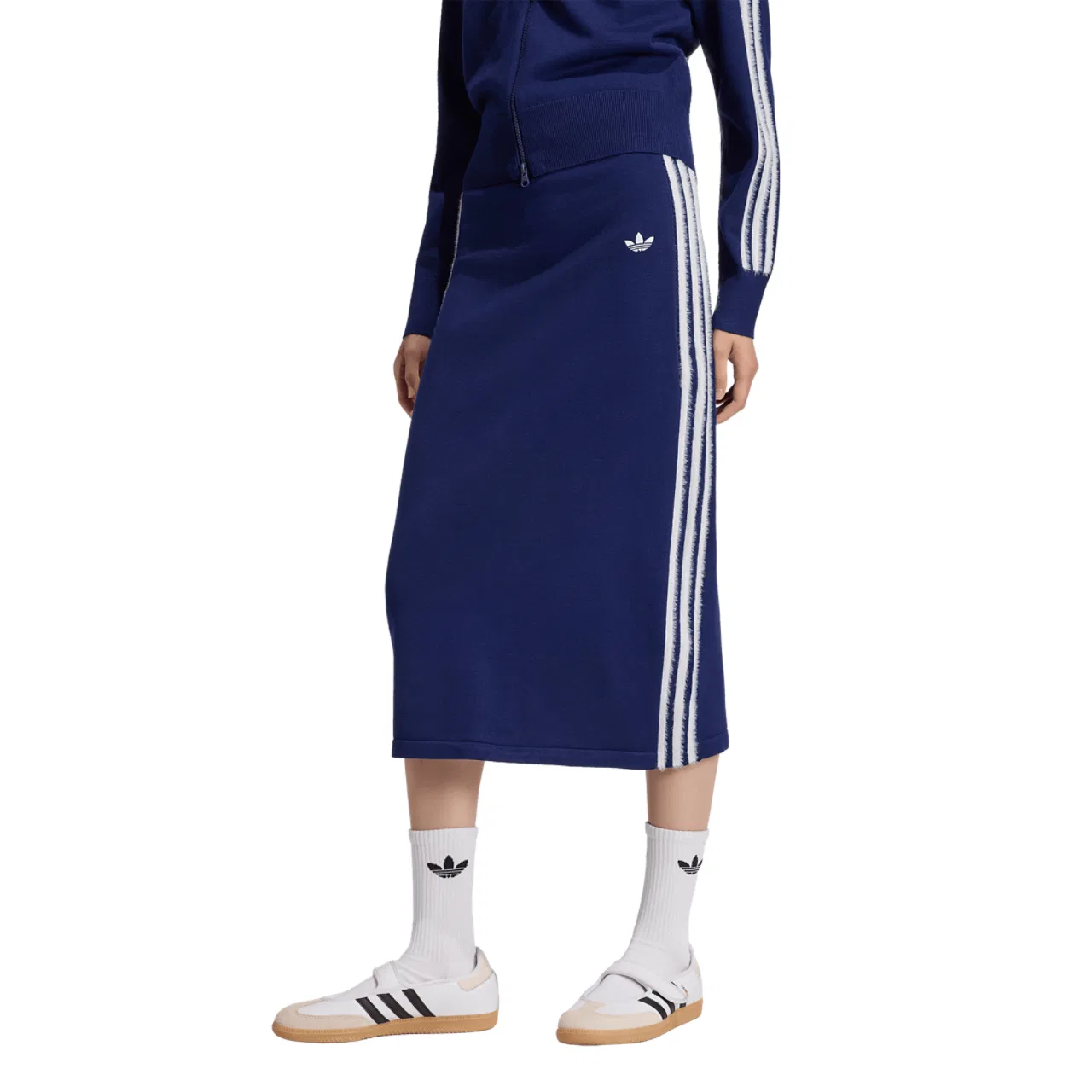 Женская юбка миди из трикотажа с боковыми полосами adidas Originals, Dark Blue/White