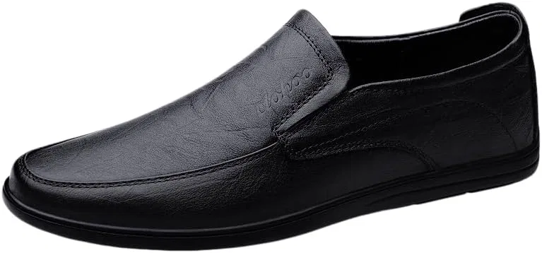 Мокасины мужские кожаные дышащие Loafers Slip-Ons, Black NIUGQXPX