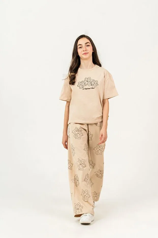 Детский комплект для девочек с принтом Mışıl Kids, Beige