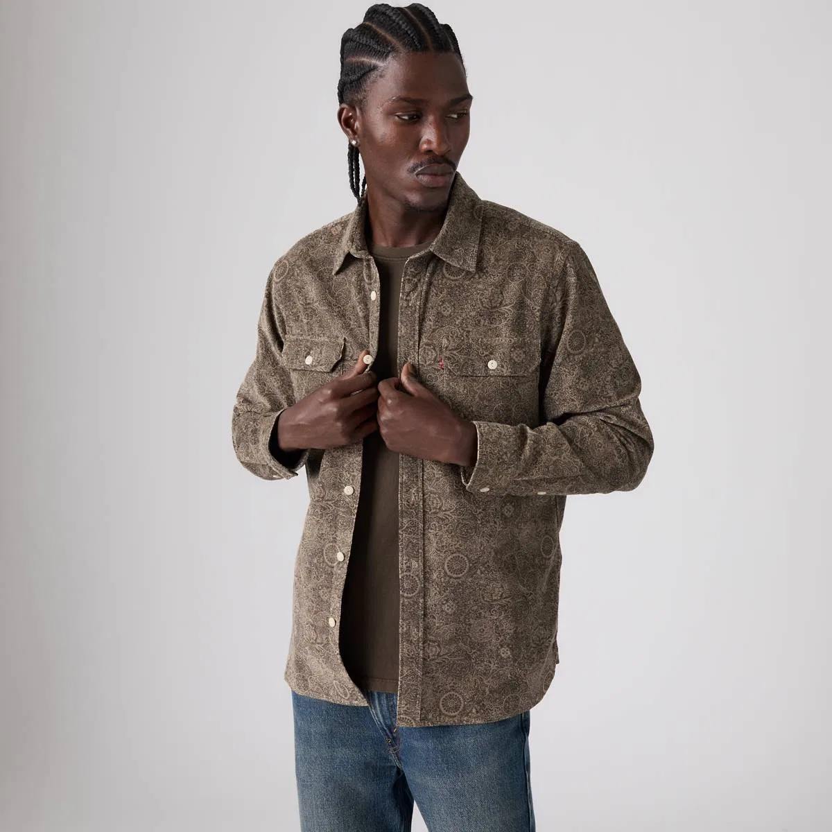 Рубашка Jackson relaxed corduroy worker Levi's, Rogelio Print Brindle - Brown