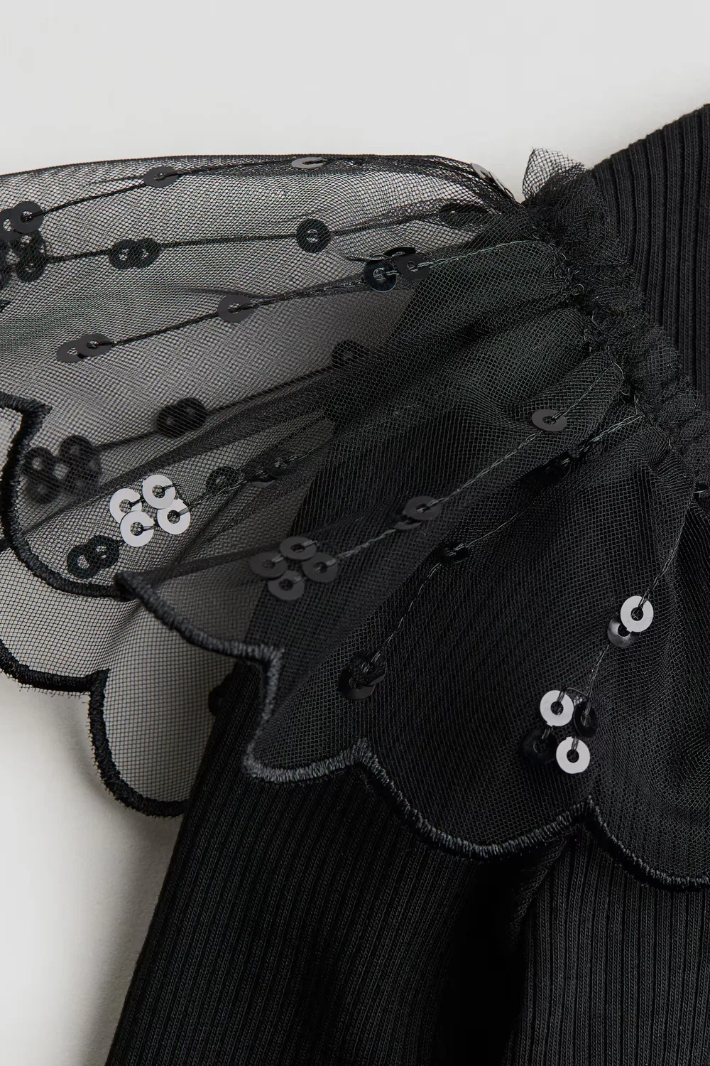 Хлопковая рубашка с деталями из тюля H&M, Schwarz — фото 2