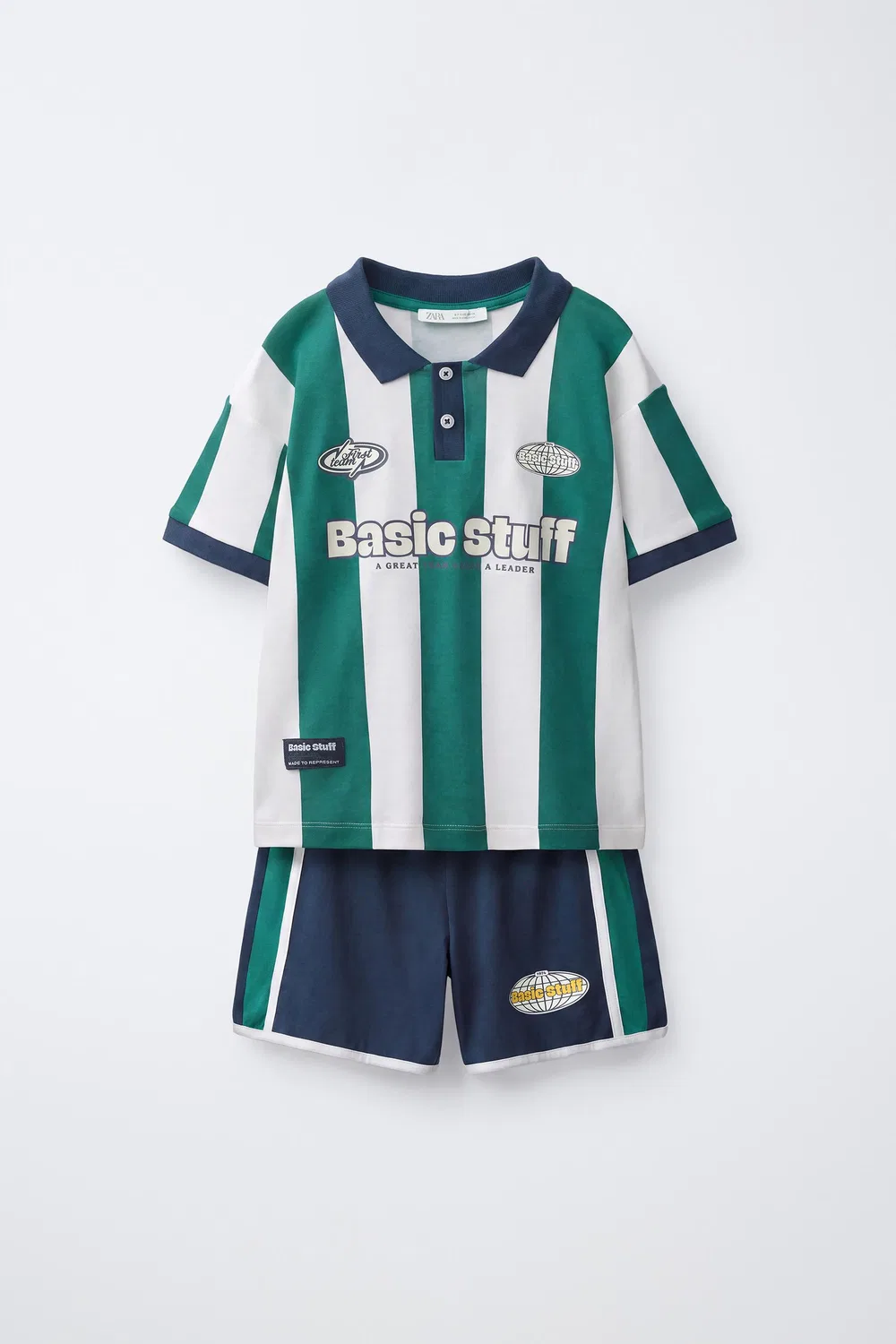 Пижама с футбольным принтом, 6-14 лет ZARA, Ecru/Green