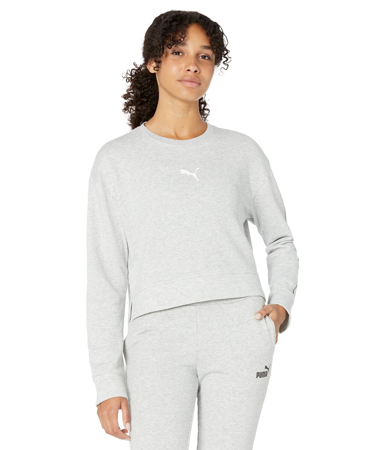 

Толстовка Puma Neon Dreaming High-Low Crew, светло-серый