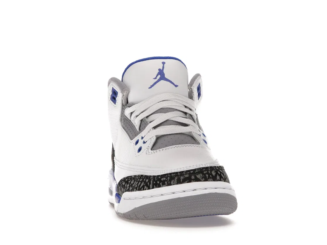 Детские кроссовки Lifestyle с принтом слоновой кости Jordan 3 Retro, White/Black-Cement Grey-Racer Blue — фото 2