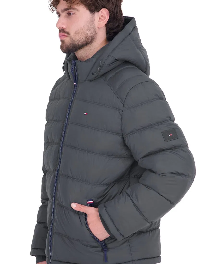 Мужская стеганая куртка-пуховик с капюшоном Tommy Hilfiger, Charcoal — фото 3