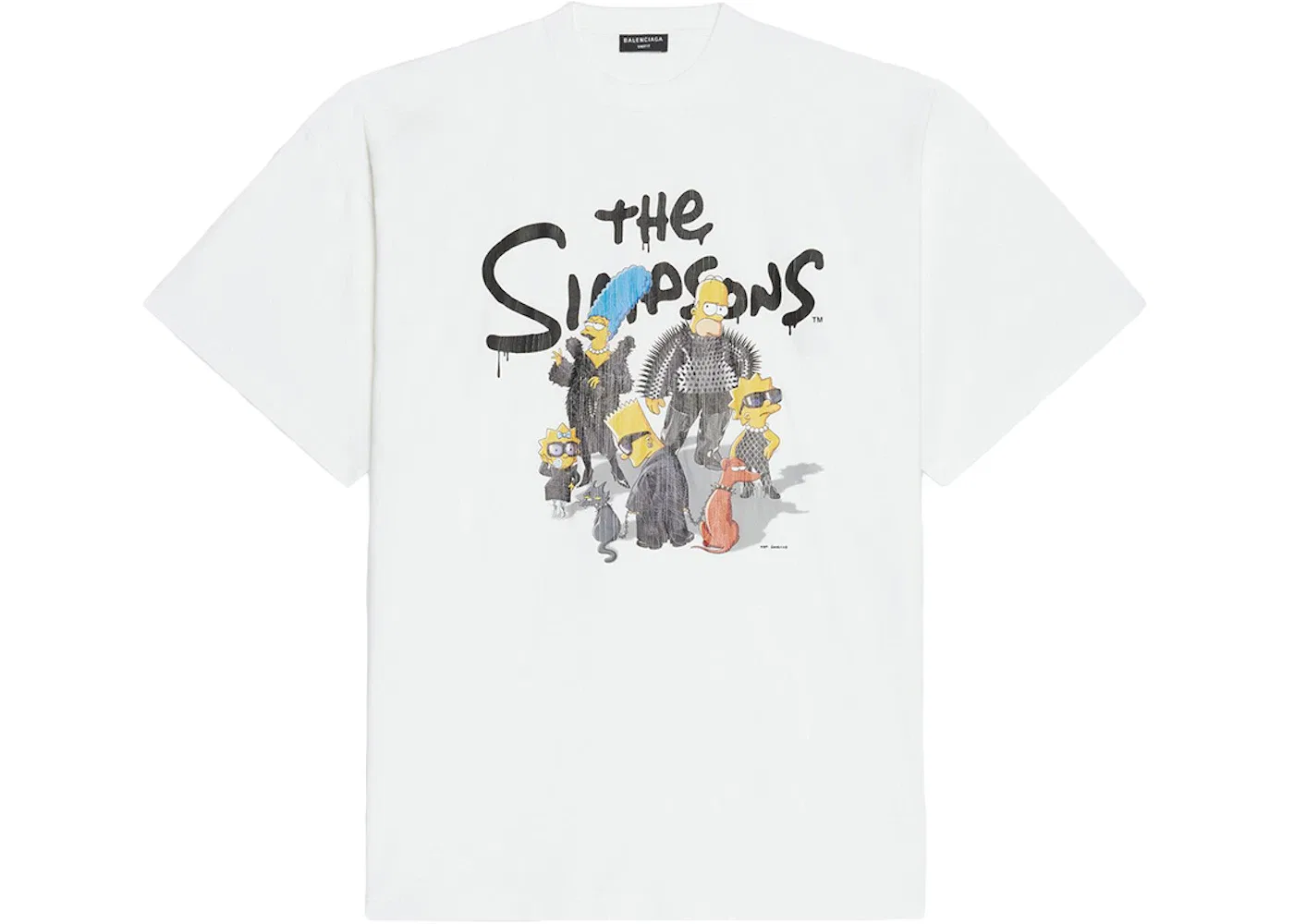 Мужская футболка оверсайз с принтом Balenciaga x The Simpsons, White