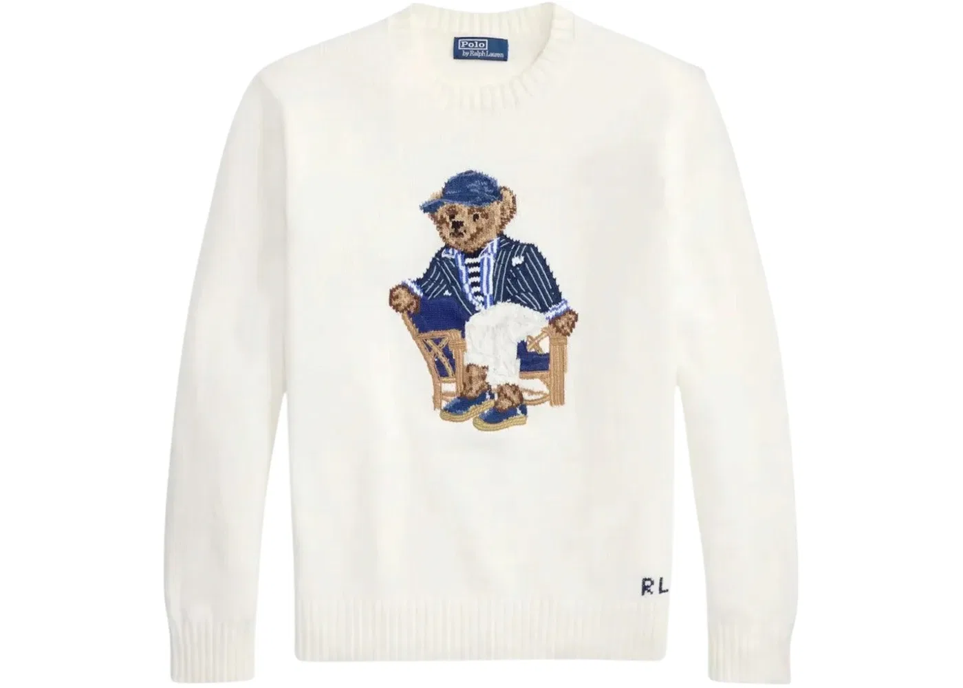 Мужской свитер с длинным рукавом с принтом Newport Bear Polo Ralph Lauren, Deckwash White