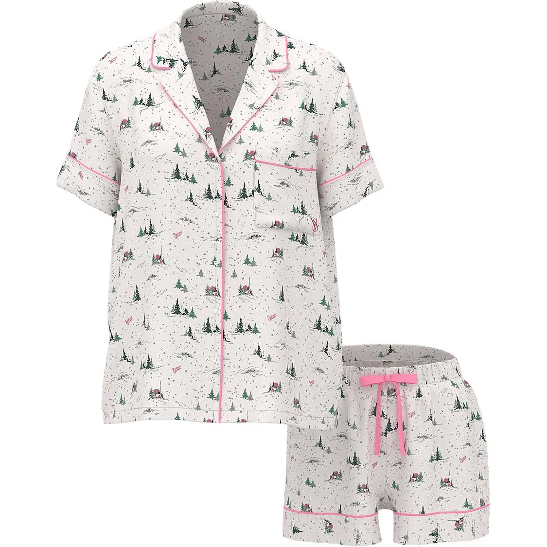 Женский комплект пижам Victoria's Secret, Set (Coconut White/Rose Garden Fantasy Forest Scenario)