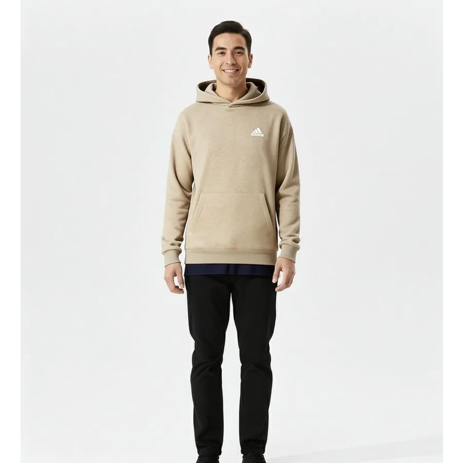 Худи мужское с капюшоном и длинным рукавом, модель Seasonal Essentials Mélange, adidas, Бежевый — фото 3