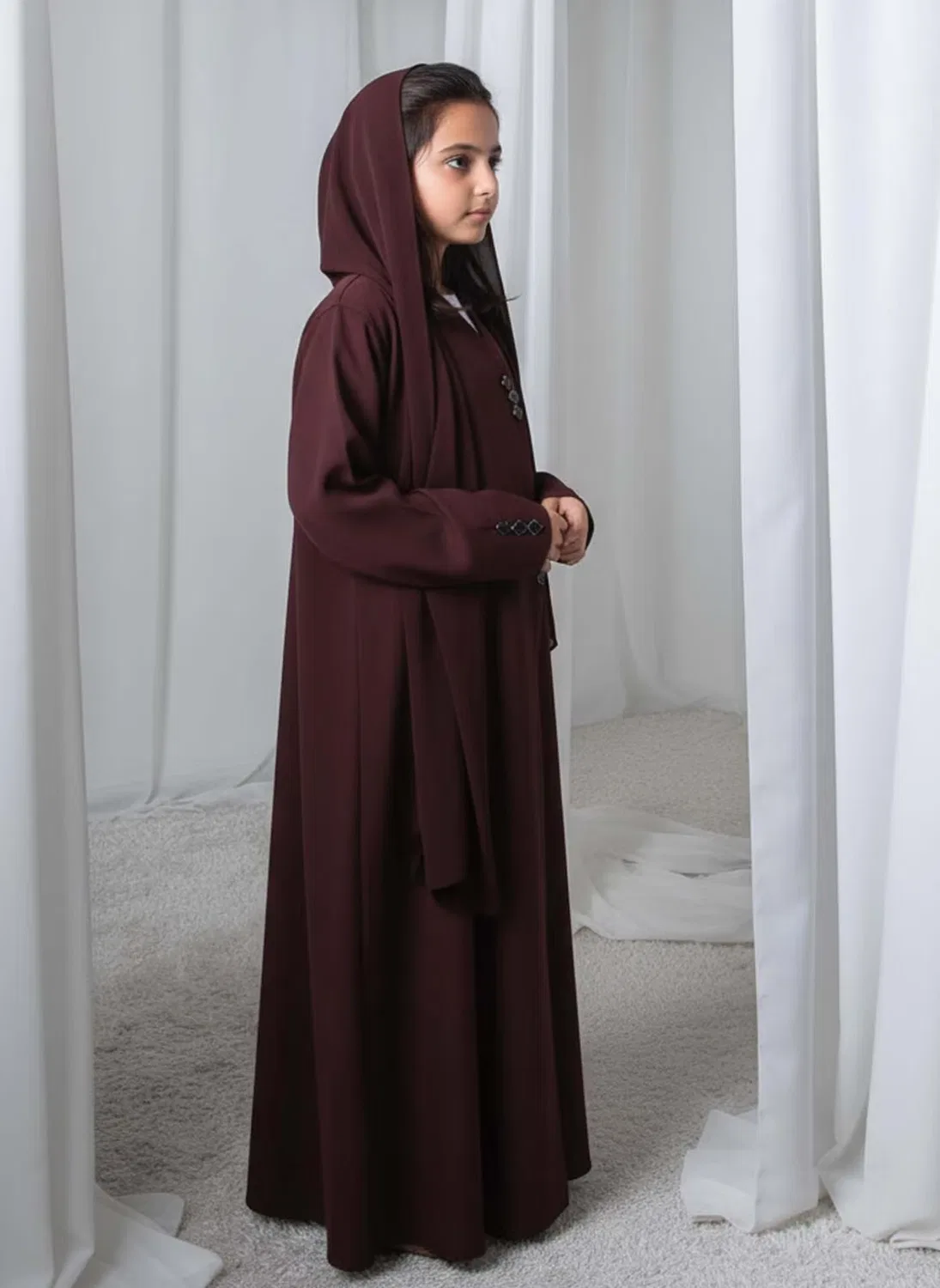 Абая детская с шейлой из крепа, Msquare Fashion, коричневый — фото 2