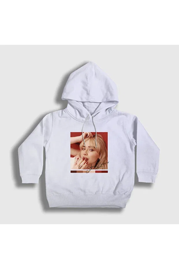 Детское худи с капюшоном с цифровым принтом Poster Sabrina Carpenter Presmono, Белый