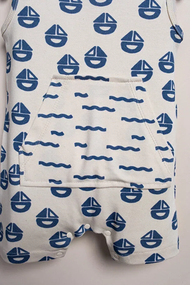 Детский комбинезон для девочек с принтом Baby Fou, Navy Blue — фото 4