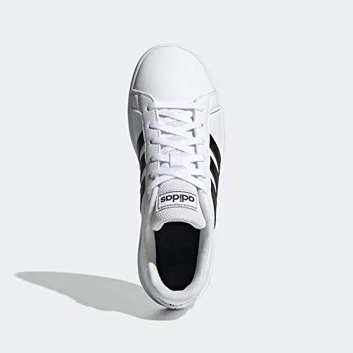 Детские кроссовки с липучкой Grand Court Lifestyle Hook and Loop Adidas, White Black Pure White — фото 4