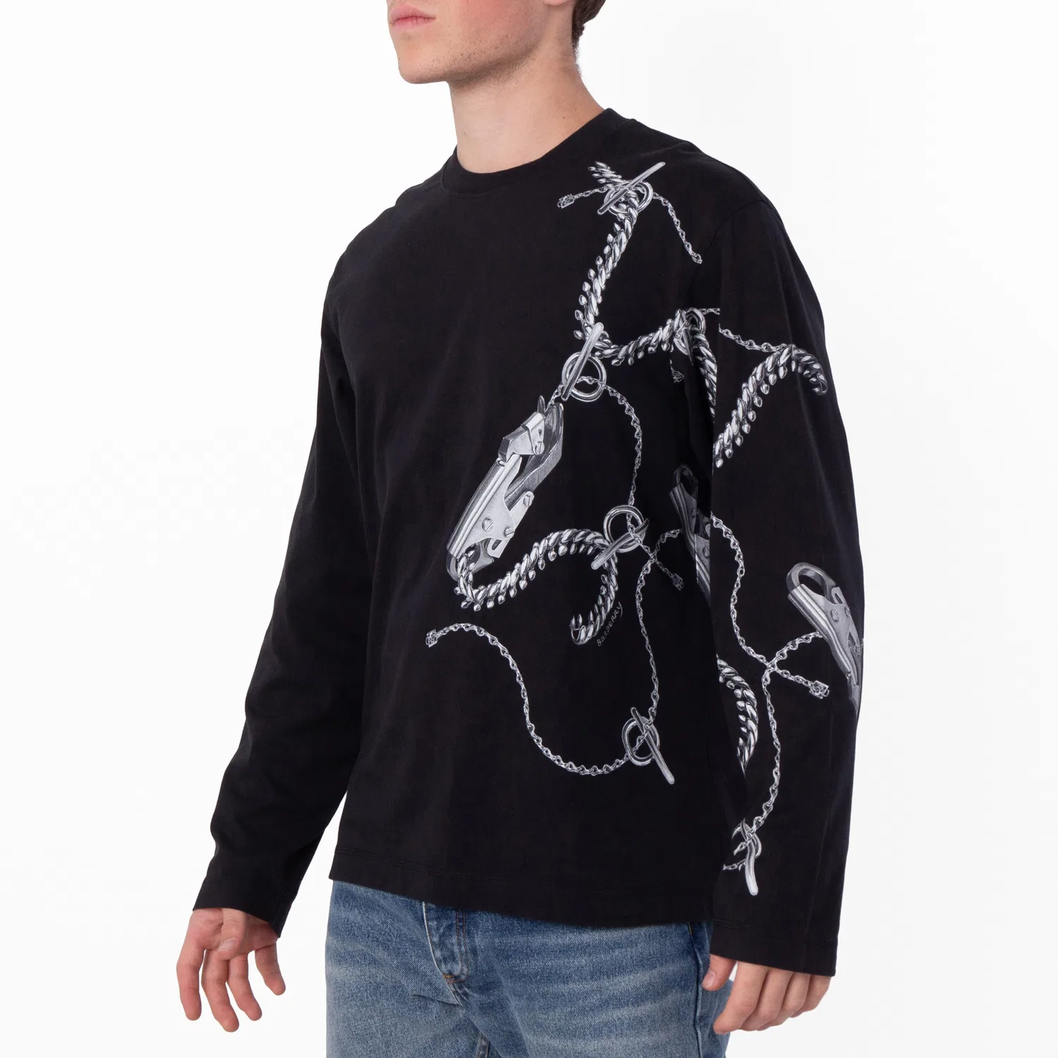 Лонгслив с принтом Knight Hardware Cotton Top Burberry, Black Ip Pattern — фото 3