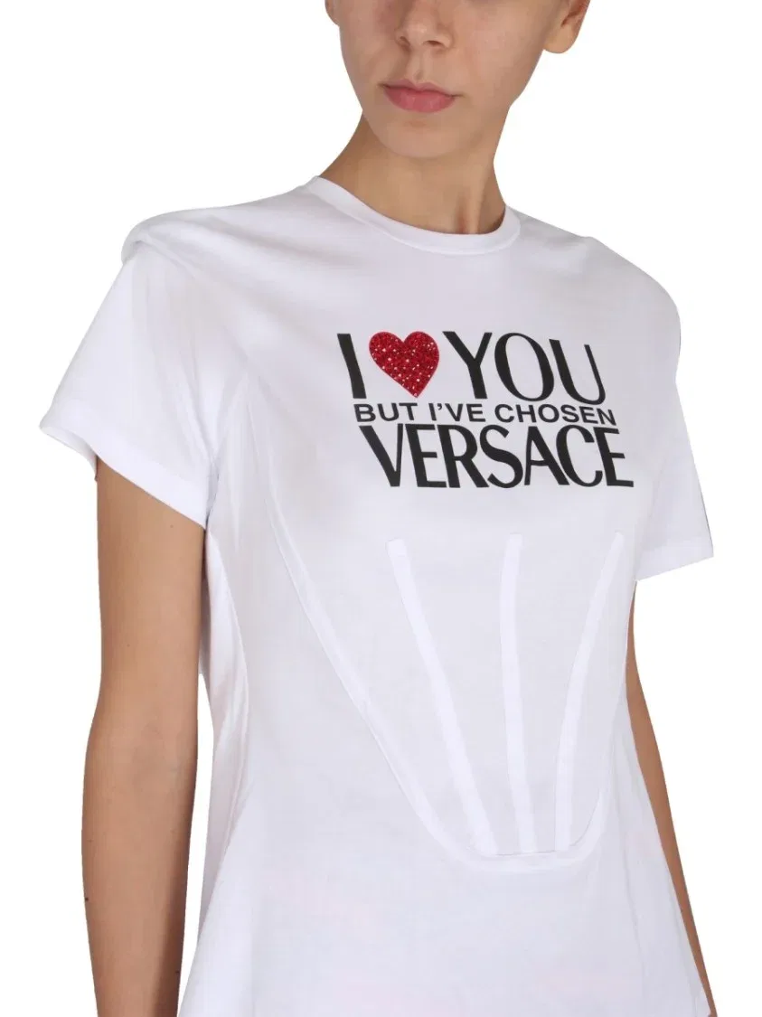 Женская футболка с принтом логотипа Versace, White — фото 4