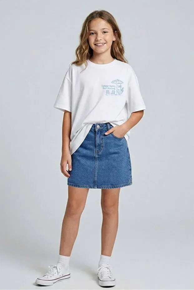 Детские джинсовое шорты-юбка для девочек Pd Kids, Blue — фото 2