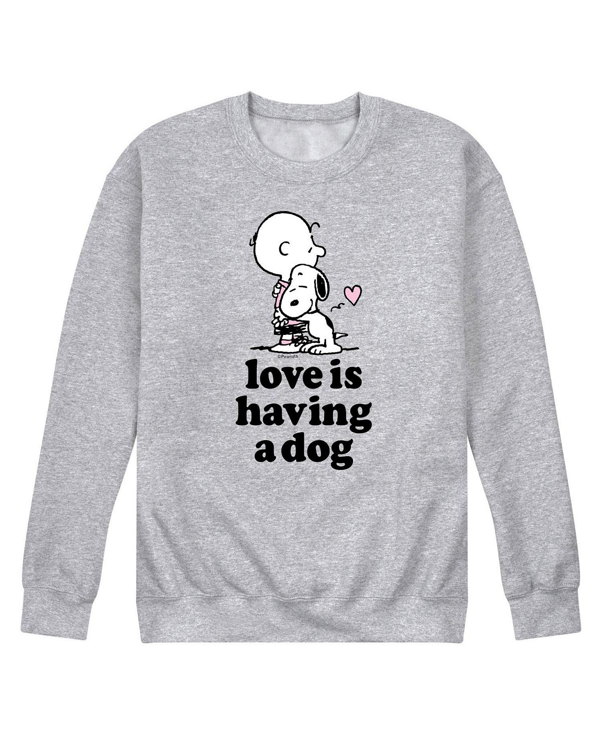 Мужская флисовая толстовка peanuts love is have a dog AIRWAVES, серый - фото