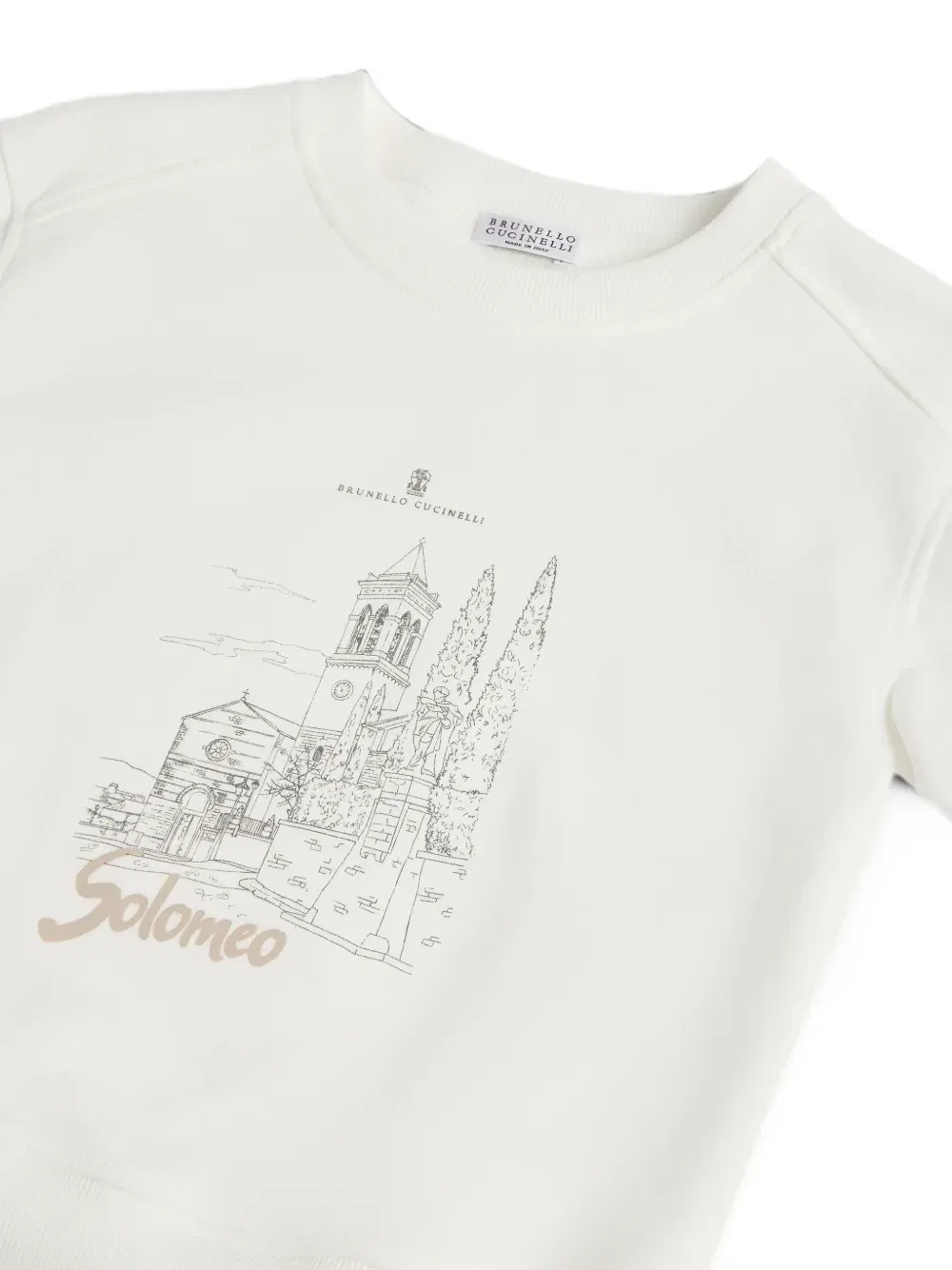 Махровая толстовка с принтом Brunello Cucinelli Kids, бежевый — фото 3