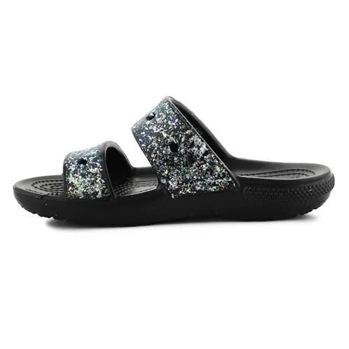 Детские шлепанцы с блестками Classic Glitter Sandal Kids Crocs, Schwarz — фото 4
