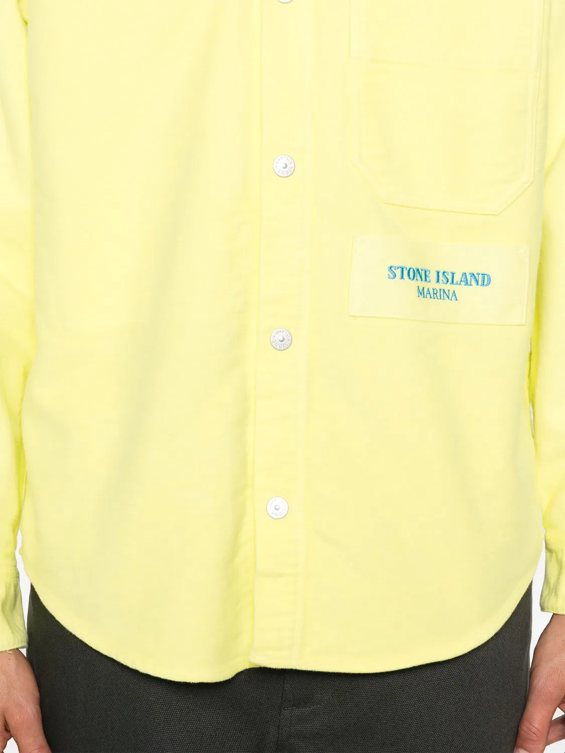 Рубашка с Вышитым Логотипом Ярко-Желтого Цвета Stone Island, желтый — фото 2