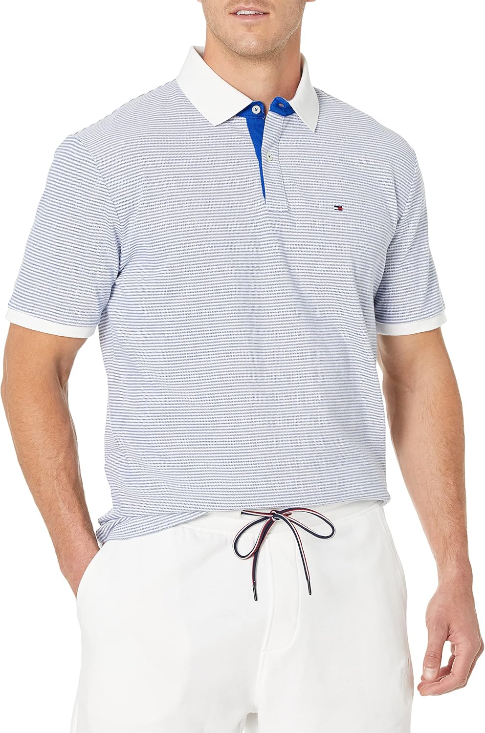 

Мужская хлопковая рубашка-поло с короткими рукавами Tommy Hilfiger, индивидуальный пошив, Royalty