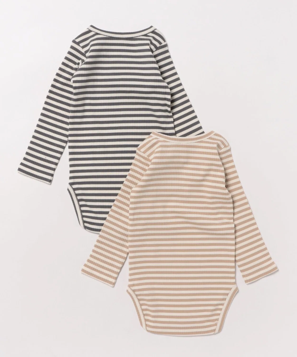Детский комплект боди с длинным рукавомIndigo Stripe, Latte Stripe Quincy Mae, Indigo Stripe/Latte Stripe — фото 2